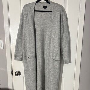 Urban Heritage Light Gray Open-Front Long Cardigan